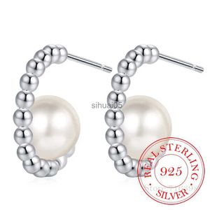 Stud 925 Sterling Srebrne nieregularne koraliki Kolczyki Pearl Pearl For Women Koreańskie ucha Party Wedding Party Prezent Kobieta Pendientes YQ231026