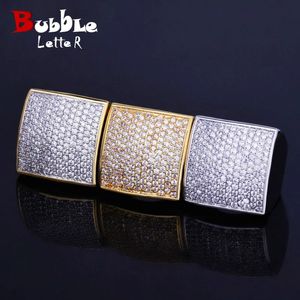 Bandringe Bubble Letter Iced Out Ring für Männer Echt vergoldet Bling Fashion Rapper Hip Hop Schmuck 231025