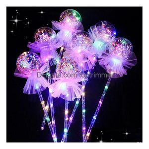 Balloon Kids Toys Led Magic Light Sticks Party Decoration Eitting Stick Kid Bowknot Lysande handhållen Valentine Gift Drop Delivery GI DHFCX