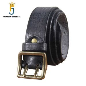 Belts FAJARINA Mens Retro Cowhide Leather Brass Double Pin Buckle Metal Belt for Men Top Quality Solid Cow Skin 3.8cm N17FJ950 YQ231026