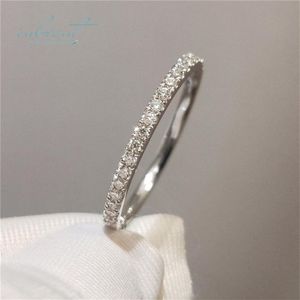 InBeauut 18K Białe złoto Pasek Test diamentu Diamond Doskonałe cięcie 0 1 CT Micro D pierścień kolorowy 925 Siver Party Biżuteria 210924239Z