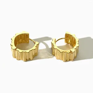 Hoop Earrings Peri'sbox Stylish 90s Crinkled Gold Silver Plated Chunky Wide Thick Huggie Women's Simple Everyday Jewellery Gifts