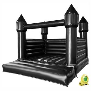 Giant Black Bounce House Uppblåsbar jumper Bouncy Castle Stora PVC Bröllopsdekorationer Hoppande Bouncer Bed For Kids With Flower