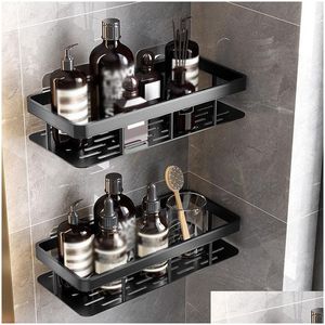 Badezimmerregale Shees Lagerregal Platz Aluminium Kein Bohrer Wandmontage Eckregal Toilette Make-up Organizer für Shampoo 230418 Drop de DHS39