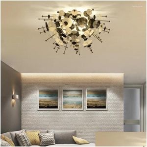 Ceiling Lights Ceiling Lights Modern Simple Acrylic Plating Gold Lamp Fireworks Led Bedroom Living Room Dining G9 Lighting Hardware Fi Dhj9T