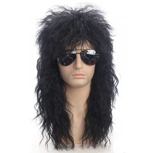 Synthetic s Gres Men Long Hair Black Color Female Hairpiece Punk Puffy Headgear for Halloween High Temperature Fiber 231025