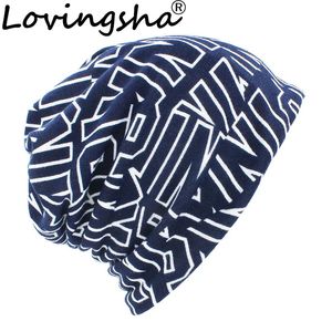 Beanie Skull Caps LOVINGSHA Autumn Winter Letter Design Hats For Men Thin Hat Multifunction Women Skullies Beanies Fashion Feminino Scarf HT114 231025