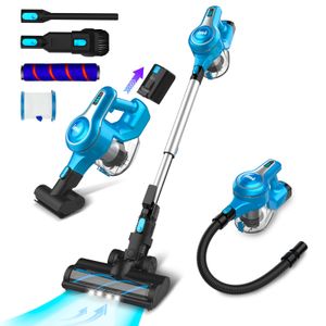 INSE Cordless Vacuum Cleaner, 10-in-1 28Kpa Powerful Cordless Stick Vacuum with Pet Hair Tool, Rechargeable Cordless Vacuum 45min Runtime Lightweight Vacuum---S6T Blue