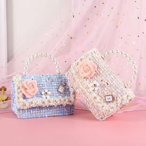 Evening Bags Brazil Fashion Baby Girl Hand Bag Kids Cute Elegant Rainbow Color Pearl Bags Portable Korean Style One-Shoulder Messenger Bag 231026