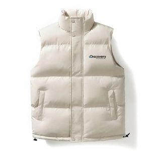 Coletes masculinos colete branco descoberta homens fino ajuste impressão sem mangas puffer jaquetas outono e inverno casual colete homens casaco quente 231026