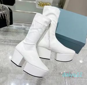 High quality winter boots! Fashion show unique horseshoe heel leather designer shoes ball Street Martin boot luxury zipper shoe