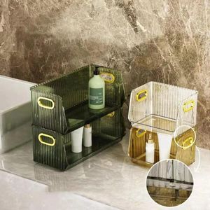 Storage Boxes Makeup Box Stackable Easy Taking Good Stability Transparent Plating Handle Cosmetic Holder Organizer For Home