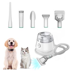 Inse Pet Grooming Kit Dog Hair Vacuum, Dog Clippers Kit 흡입 99% 애완 동물 머리, Clipper와 큰 먼지 컵 진공, 5 개의 애완 동물 손질 도구 --- P20 White