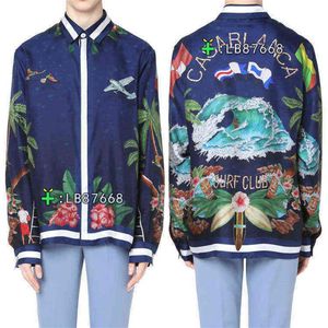 Silk Shirt Casablanca Style Surf Club 21SS Holiday Flower Wave Silk Long Sleeve Shirt1846