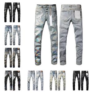 lila jeans designer jeans mens jeans män knä mager rak storlek 28-40 motorcykel trendig lång rak hål high street denim grossist jeans för män
