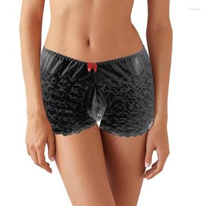 Cuecas masculinas boxer shorts para sissy baixo aumento sexy roupa interior homem u convexo bulge lingerie malha laço bolo arco calcinha gays bonito