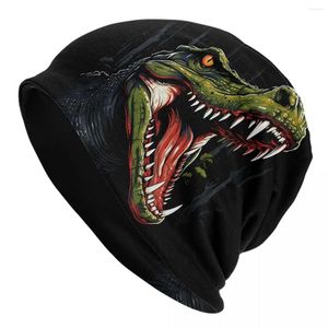 Berets Angry Animal Beanie Hats Crocodile Knit Hat Gym Thermal Elastic Men Women Caps Autumn Pattern Fashion Bonnet Gift