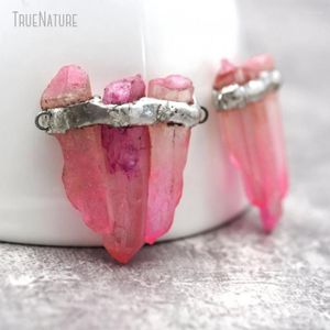 Anhänger Halsketten 10 stücke Großhandel Handgemachte Schmuck Gelötet Abgestufte Freie Form Unregelmäßige Facettierte Rosa Zinn Klar Kristall PM29775