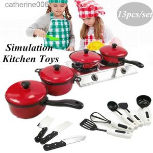 Küchen Spielen Essen 13 Teile/satz Kinder Küche Spielzeug Kochgeschirr Kinder Pretend Spielen Kochen Spielzeug Simulation Küche Utensilien Set Kinder GiftL231026