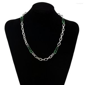 Choker Chokers Statement Necklace Green Lock Stainless Steel Chain On The Neck Necklaces For Women Men Jewelry Punk Accessories Collares