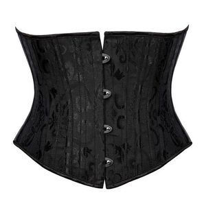 Short Torso 24 Steel Boned Corset Waist Trainer Body Shaper Brocade Jaquard Underbust Corset Women Slimming Belt Black White XS-3X291M