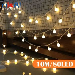 Christmas Decorations 10M Ball LED String Lights Outdoor Chain Garland Bulb Fairy Party Home Wedding Garden Decor 231026