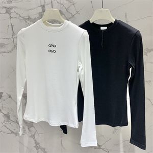 Lettera Donna Maglione lavorato a maglia Top T-shirt Designer Camicie a maniche lunghe bianche nere Maglioni casual da donna