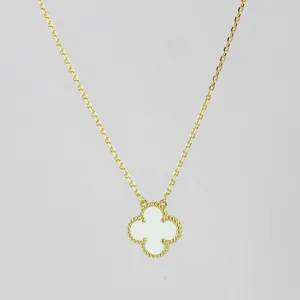 Fashion Classic Four Leaf Clover Necklaces Pendants Mother of Pearl Stainless Steel 18k Gold Plated for Women Girl Lover Engagement Designer Jewelry Necklace 15mm