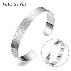 Personlighet Cross Pattern Alert ID Armband Silver Svart Färg Rostfritt stål för män Bangle240G