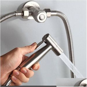 Bidet Faucets Double Function Switch Toilet Faucet Bathroom Hand Bidets Sprayer Set Kit Pressurize Flush Spray Gun Tank Hook Wall Moun Dhyks