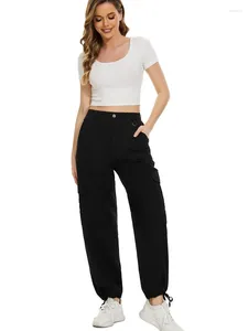 Women's Pants Vangull Summer Casual Black Long Women High Waist Solid Stright Female Loose Pocket Simple Trousers