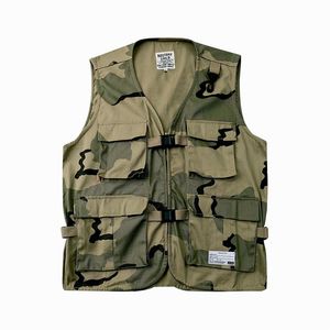 20SS Japanische Retro Camouflage Multi-taschen Weste Männer und Frauen Lose Einreiher Ärmellose Jacke Harajuku Oversize Vest299Z