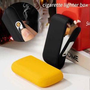 Lighters 2023 New Compact and Portable 2-in-1 Multi-function USB Cigarette Lighter Rechargeable 10 Sticks Thick Case