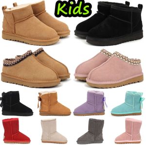 Kids Boots Kid Tasman Slippers Australia Children Snow Boot Winter Toddler Classic Ultra Mini Boys Booties Child Fur kid for Girls Baby with Bows ies1