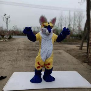 2024 İndirim Fabrikası Sarı Husky Fox Maskot Kostüm Fantezi Elbise Doğum Günü Partisi Noel Takım Karnaval