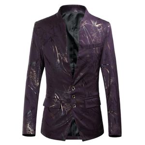 Men's Suits  Blazers M-6XL Plus Size Clothing Spring And Autumn Printing Performance Coats Suit Youth Male Slim Stand-up Col295I