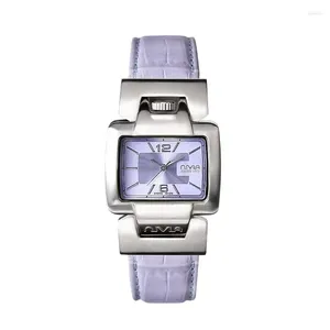 Наручные часы Модные аутентичные женские часы Нишевые роскошные кожаные высококачественные кварцевые часы