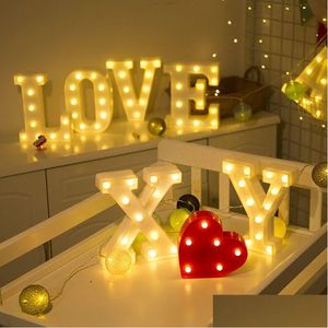 Objetos decorativos estatuetas letras alfabeto letra luzes led número luminoso lâmpada decoração bateria noite luz festa bebê quarto dhxm1