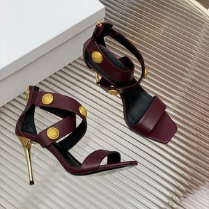 2024 Designer New Shoes Sexy Shiny Leather Button Design Leather Luxury High Heels Lacquer Leather Fine High Heels Internet Celebrity Dress Shoes