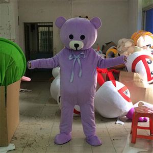 Halloween Purple Teddy Bear Mascot Costume Suit Party Adult Outfit Dress