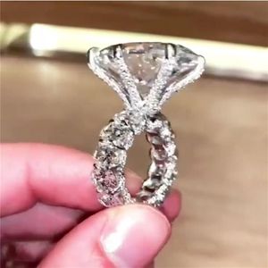 Vecalon Vintage Oval 8ct Diamond CZ Ring Original 925 Sterling Silver Engagement Wedding Band Rings for Women Bridal Fine Jewelry2723