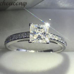 Choucong Brand Women 925 Sterling Silver Ring Princess Cut 1Ct Diamond Engagement Wedding Band Rings for Women Gift337K