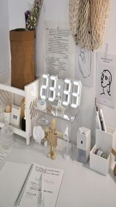 Zegrze biurka Smart 3D cyfrowe budziki zegary ścienne Wzór domu LED Cyfrowe biurko zegar z temperaturą Data