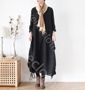 Winter Skirt Original Design Sweater Dress Artistic Texture Irregular Hem Loose Plus Size Black Long Base Dress