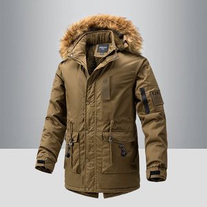 Мужская японская и корейская рабочая одежда средней длины, хлопковые куртки, зимние плюшевые и утолщенные хлопковые куртки большого размера, модные куртки с капюшоном, теплая ветровка.