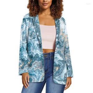 Garnitury damskie Noisydesigns Starry Sky Blue Printed Est Blazer 2024 Designer Kurtka płaszcze swobodne slong rękaw Slim Spring Autumn