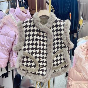 Women's Vests Bird Lattice All-match High-End Parkas Double Breasted Chic Unique Puffer Jacket Autumn Winter Thicken Design Sense Vest Coat