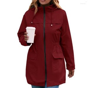 Women's Jackets Women's Jacket Ladies Outdoor Hoodie Windproof Waterproof Solid Color Hiking Slim Fit Drawstring Long Sleeve