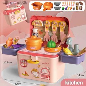 Kitchens Play Food Kids Simulated Kitchen Machine Toy Set Children's Backpack Pretend Play Kitchen Toys Set Cooking Set Birthday GiftL231026