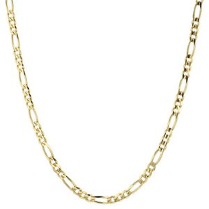 Colar de elo de corrente Figaro feminino fino de 2 mm em ouro amarelo 14K sólido 18 199S